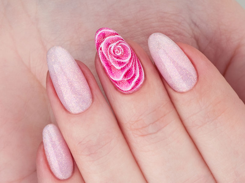 Idee Nail Art - Kateryna Bandrovska: Rosa glitterata